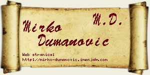 Mirko Dumanović vizit kartica